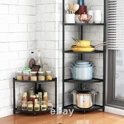 5-Tier Kitchen Corner Shelf Rack, Free Standing Pot Rack for Organizer Stainless