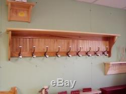 60 Oak Coat Rack 9 Deep With 9 Hooks Large Hallway Wall Hanging Rack