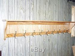 60 Oak Coat Rack 9 Deep With 9 Hooks Large Hallway Wall Hanging Rack