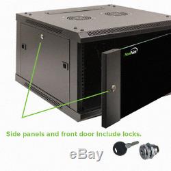 6U Wall Mount 19 Server 600mm Cabinet Rack Enclosure Glass Door Lock WithShelf