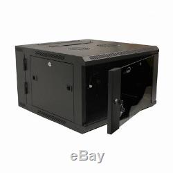 6U Wall Mount Double Section Hinged Swing Out Server Network Rack Cabinet Lock