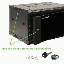 6U Wall Mount Network Server 19 Cabinet Rack Enclosure Glass Door Lock WithShelf