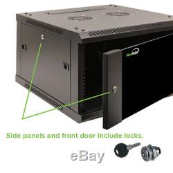 6U Wall Mount Network Server 600mm depth Cabinet Rack Enclosure Glass Door Lock