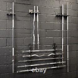 6 Bar Horizontal Wall Mounted Rack Weight Lifting Barbell Holder Storage Gym