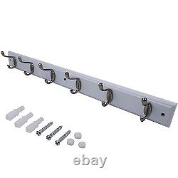 6 Hook Wall Mounted Coat Rack Hat Clothes Hanging Hanger Robe Holder Rail Fixing