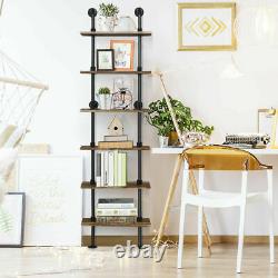 6-Tier Ladder Shelf Industrial Pipe Wall Shelf Display Rack Plant Stand Bookcase