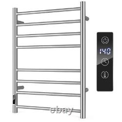 8-Bar Electric Heated Towel Warmer Stainless Steel Wall Mounted 165W Drying Rack