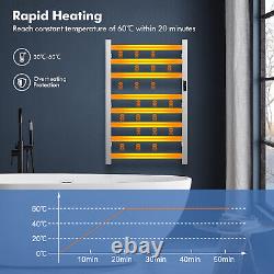8-Tier Bathroom Heated Towel Rack Wall Mounted Plug-in Electric Towel Warmer LED