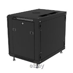 9U 24 Wall Server Rack Cabinet (Fan, Shelf, Legs, Brash Cable Entry) FREE
