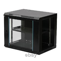 9U 600450500mm Black Wall Mounted Server Data Cabinet Rack for Home Networking