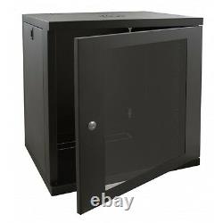 9U 600mm Black Wall Cabinet Network Data Rack For Patch Panel, PDU & LAN Switch