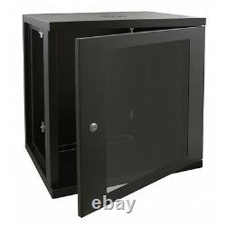 9U 600mm Black Wall Cabinet Network Data Rack For Patch Panel, PDU & LAN Switch