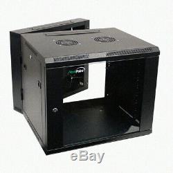 9U Wall Mount Double Section Hinged Swing Out Server Network Rack Cabinet Lock