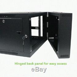 9U Wall Mount Double Section Hinged Swing Out Server Network Rack Cabinet Lock