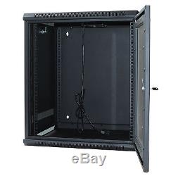 9U Wall Mount IT Server Network Cabinet Rack Enclosure Glass Door Lock 18 Deep