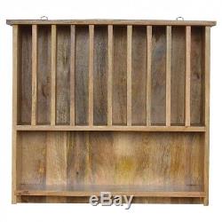 ARTISAN Wall Mounted Solid Wood Plate Rack with Shelf FREE DELIVERY