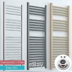 AURA 25 THERMOSTATIC ELECTRIC Heated Towel Rail Radiator with TIMER. Drying Rack
