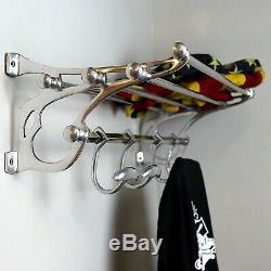 Aluminum Train Rack Shelf and Coat or Towel Hooks for Bathroom or Entry Way
