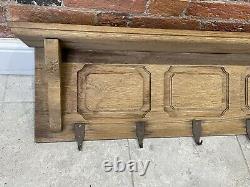 Antique Carved French Solid Oak 5 Hook Wall Mounted Coat Rack. Heavy Sturdy