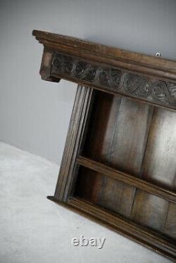 Antique Carved Oak Wall Mount Shelves Plate Rack Dresser Top