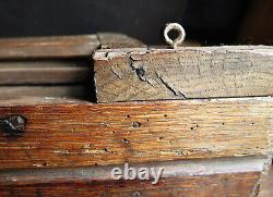 Antique Dark Oak Carved Plate Rack/shelf With Brass Cherub Hooks