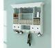 Antique Kitchen Cabinet Wall Mounted White Wooden Cupboard Plates Rack Holder
