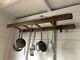 Antique Ladder Pan Pot Rack Wall Mounted With 7 Butchers Hooks