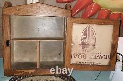 Antique Oak Wood Primitive Wall Mounted Spice Medicine Cabinet Rack with Mirror