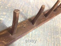 Antique Vintage Wooden Bridle Tack Rack Equine Wall Hooks