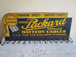 Antique Vtg Original Packard Car Equipment Battery Cable Rack Display Wall Mount