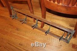 Antique Wall Mount Wood And Metal Coat Hat Rack With Folding Triple Hooks 35