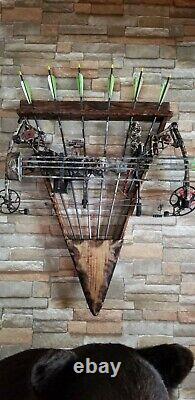 Archery Bow Rack, Wall Mounted, Bow Rack, Rusted Wood Bow Rack, Bow Holder