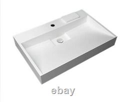 Arezzo 600mm Wall Mounted / Countertop Stone Resin Basin with Hidden Waste Cover