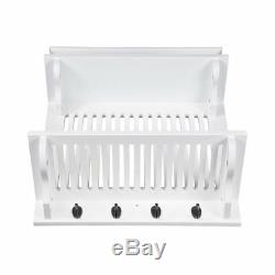 Aston White Kitchen Plate Rack, Wooden and Wall Mounted. Solid Top Shelf above