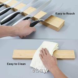 Bamboo 38cm Magnetic Knife Holder Utensil Rack Storage Strip Kitchen Knives Bar