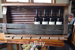 Barn wood Wine rack with Tin backing and Whiskey staves