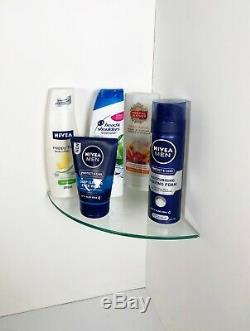 Bathroom Bath Shower Corner Glass Shelf Caddy Rack Organizer Holder Tier