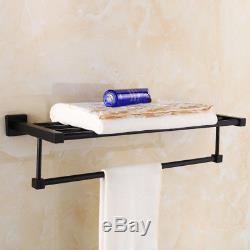 Bathroom Bath Wall Mounted Towel Rail Holder Shelf Storage Rack Stainless Steel
