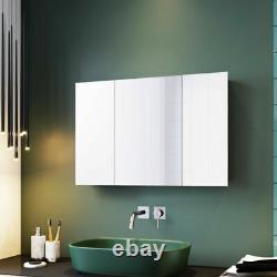 Bathroom Cabinet Wall Mounted Mirror Storage Shelves Cupboard Stainless Steel UK