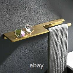 Bathroom Shelf, Shower Storage Organizer with Towel Bar Rack Brushed Gold Zinc