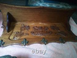 Beautiful Solid Oak vintage hand carved coat rack, in aid of dog's cancer meds