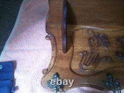 Beautiful Solid Oak vintage hand carved coat rack, in aid of dog's cancer meds