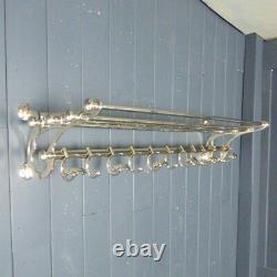 Beautiful Vintage Style Chrome Luggage Coat Hat Rack Wall Mounted Hall Stand Hoo