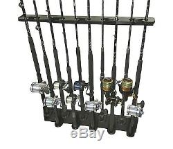 Big Game Wall Mount 10 Rod Holder With Varied Heights For Maximum Space NEW Rack
