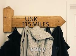 Big Handmade personalised Solid Oak Coat Rack, Wall mounted coat rack, Bespoke