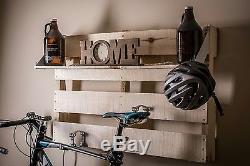 Bike Rack Wall Mount. Floating Shelf with Night light / Recycled Wood