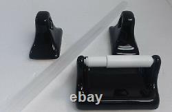 Black Bathroom Ceramic Towel Rack Bar Rod Holders TP Toilet Paper Holder Vintage