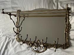 Brass Decorative Hat & Coat Wallmounted Rack With Mirror