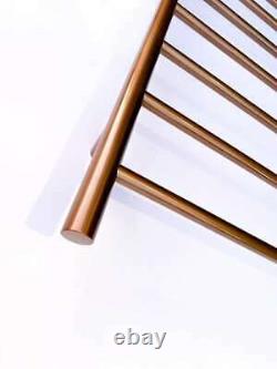 Brushed Copper rose gold Heated Towel Rail rack ladder round 850 mm wide 8 bar