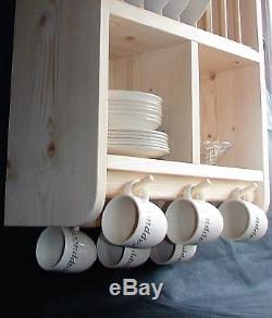 Burscough. Traditional Crafted Storage Wall Mounted Wooden Pine Plate Rack